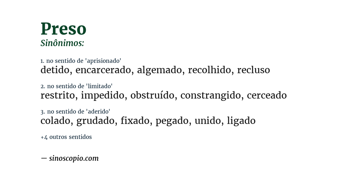 Sinônimo de preso