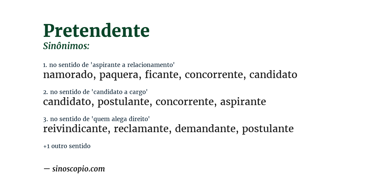 Sinônimo de pretendente