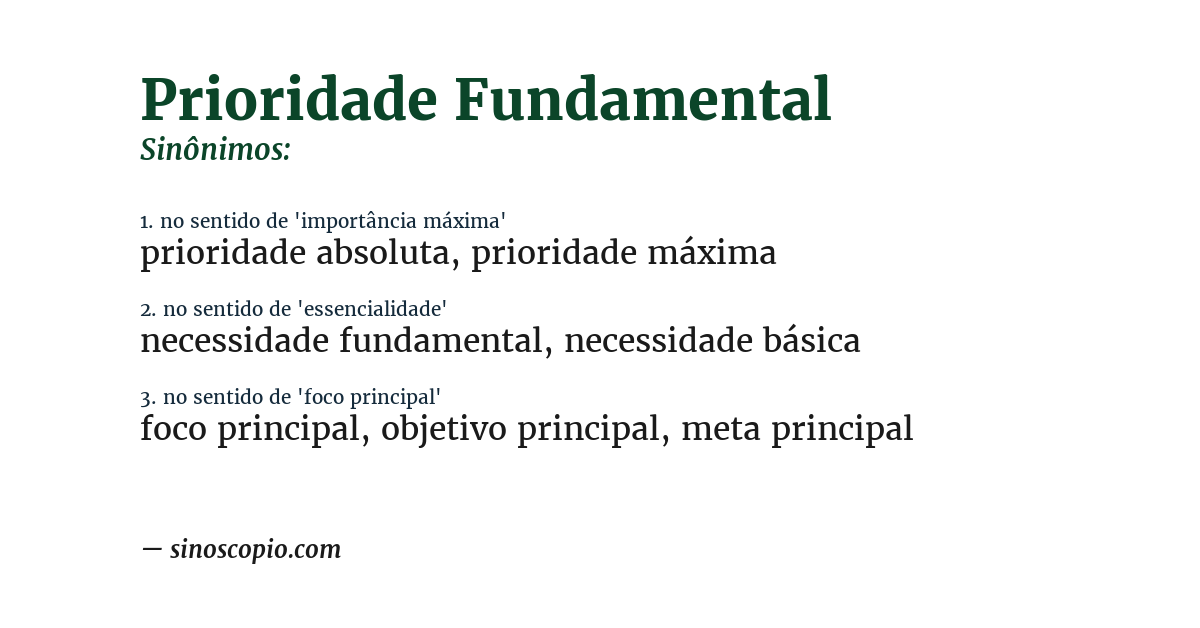 Sinônimo de prioridade fundamental