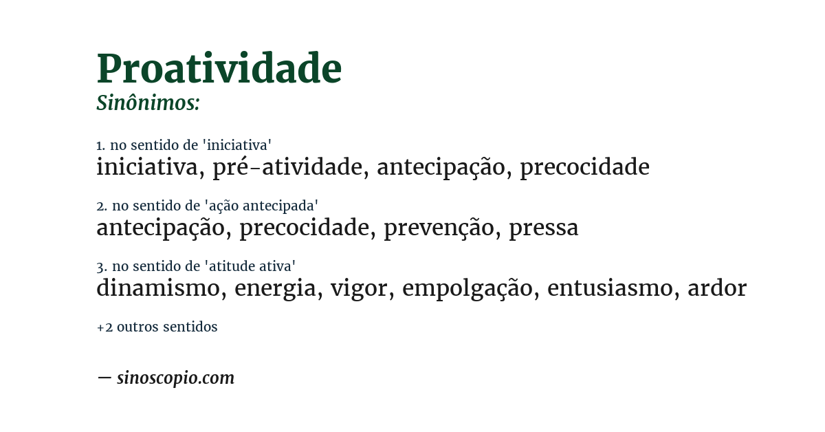 Sinônimo de proatividade