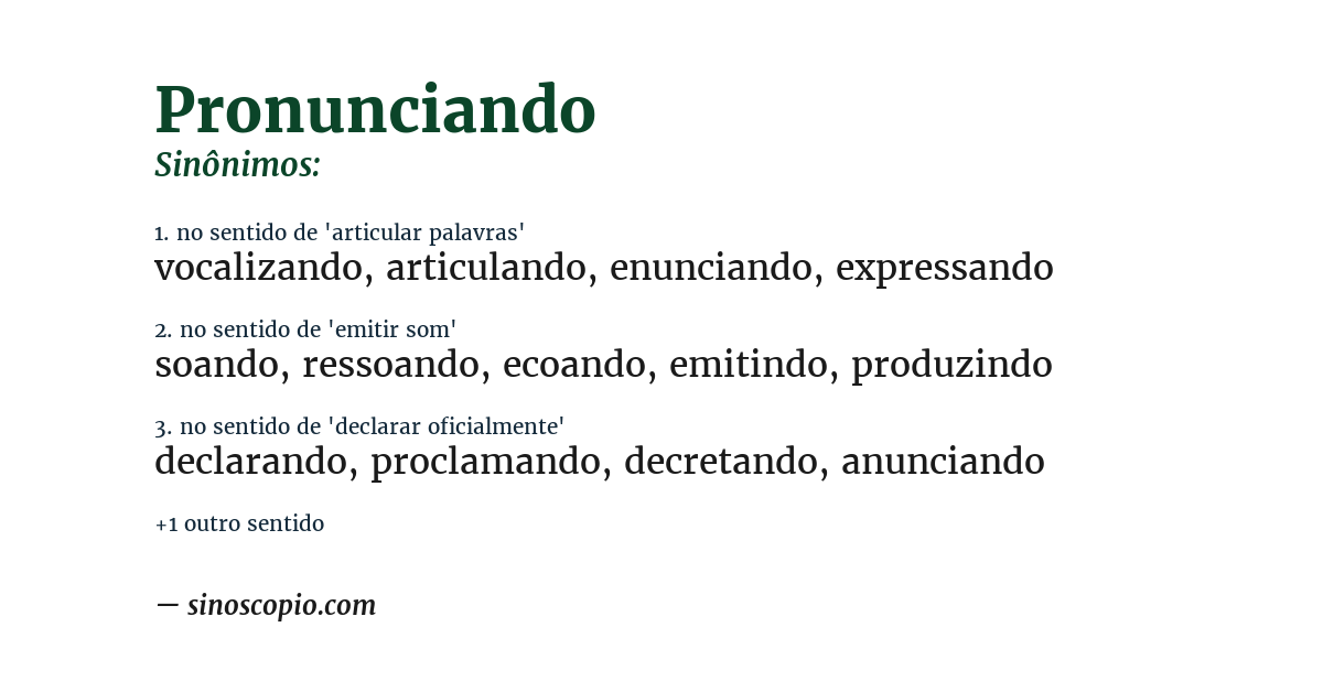 Sinônimo de pronunciando