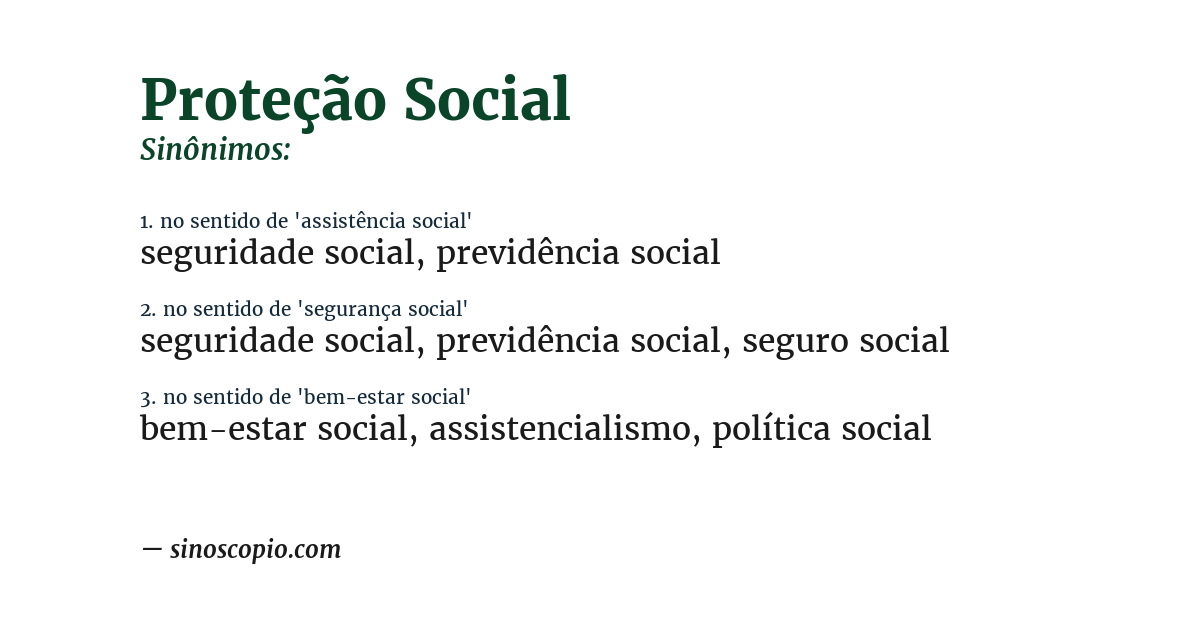 Sinônimo de proteção social