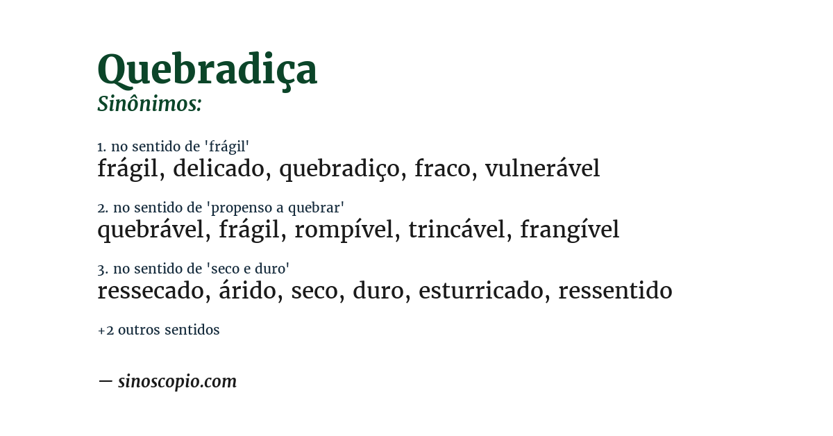 Sinônimo de quebradiça
