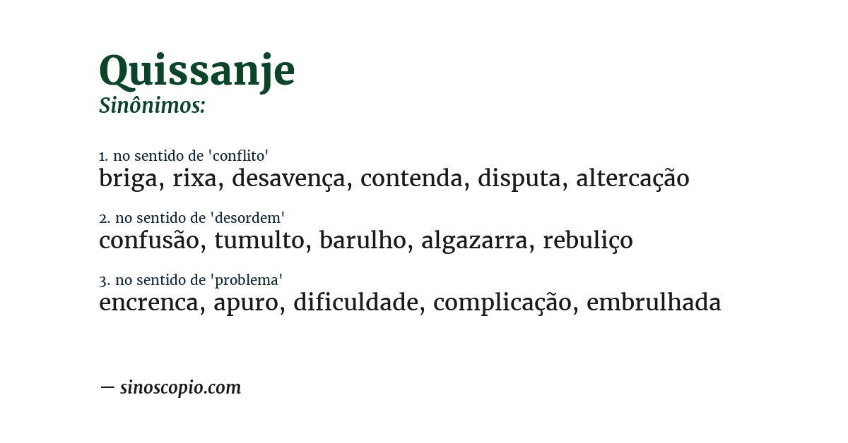 Sinônimo de quissanje