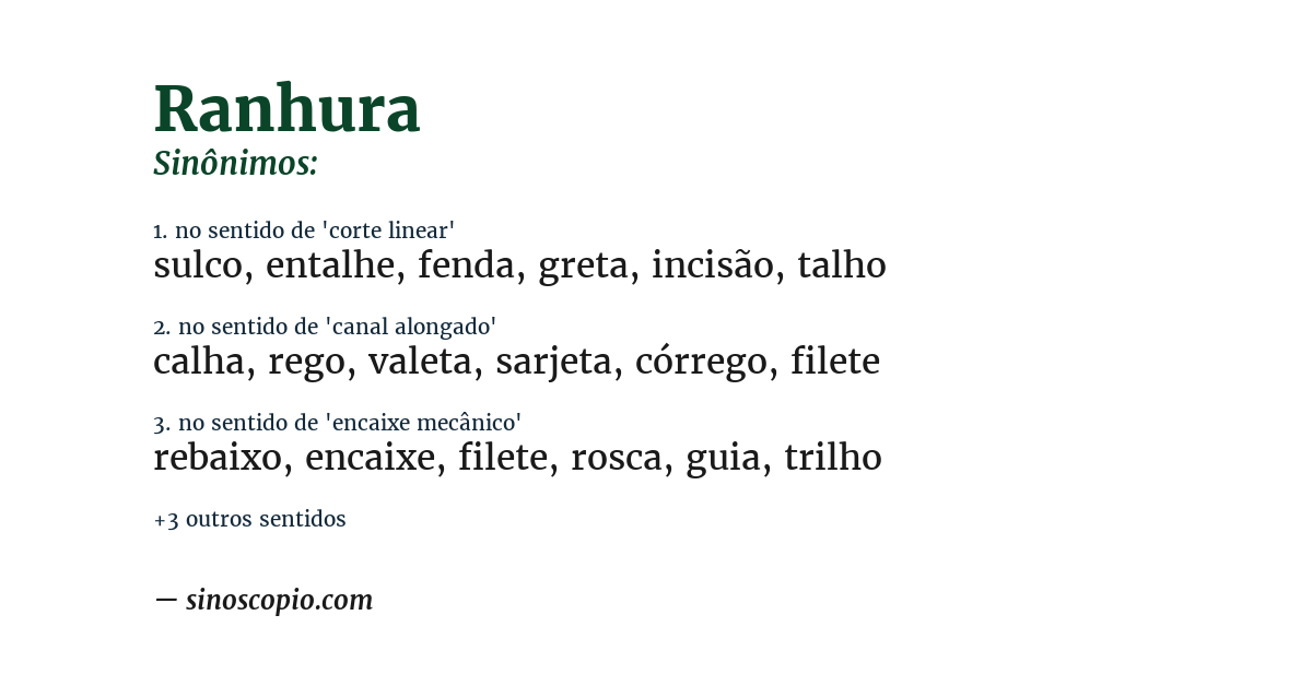 Sinônimo de ranhura