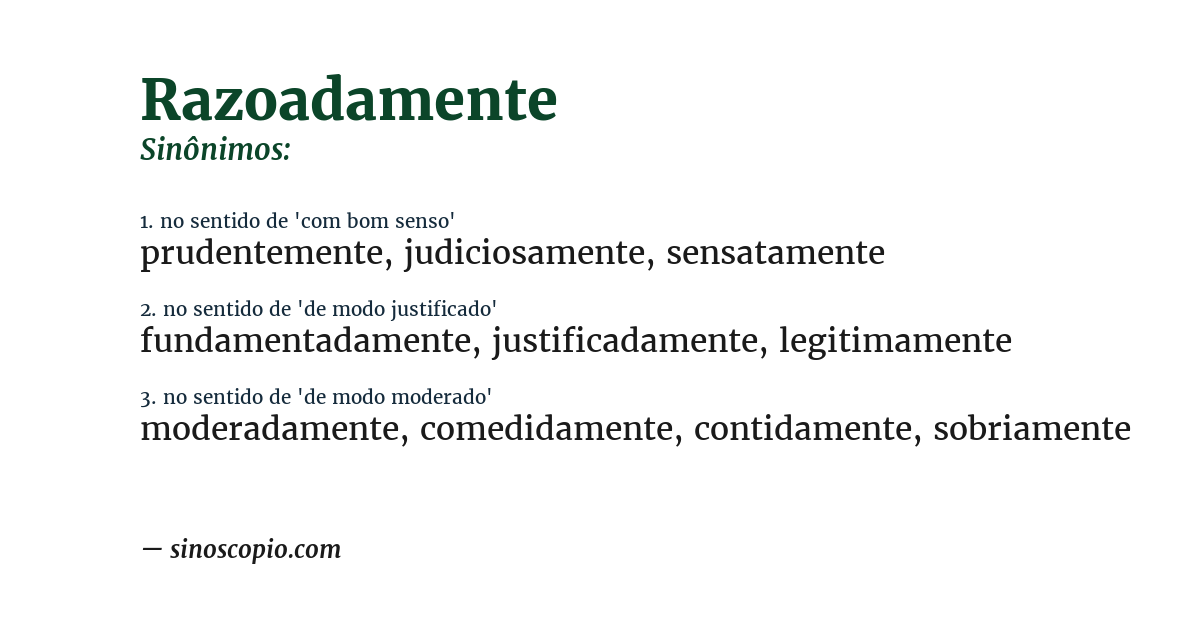 Sinônimo de razoadamente