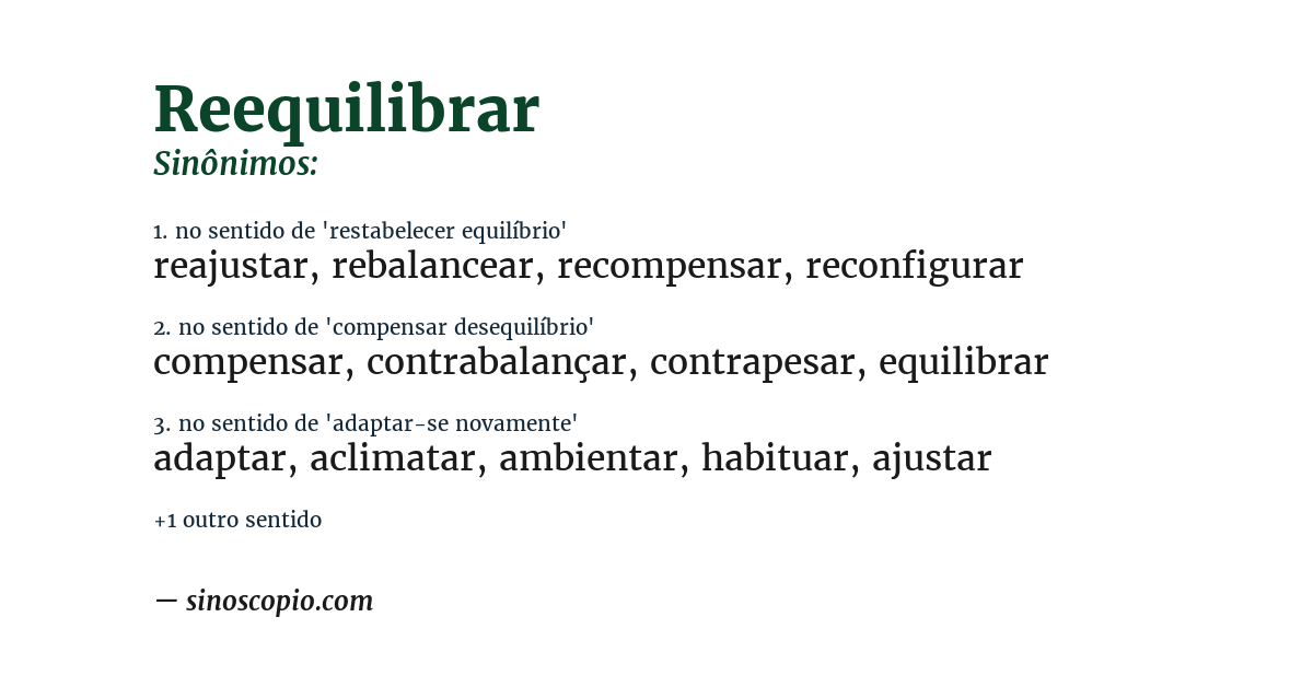 Sinônimo de reequilibrar