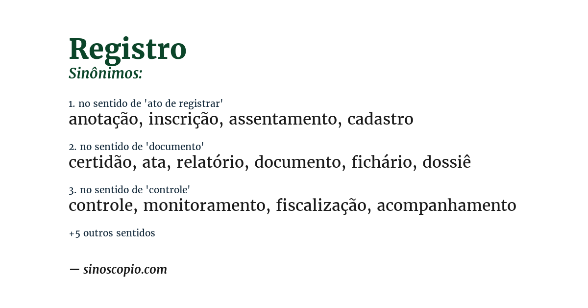 Sinônimo de registro