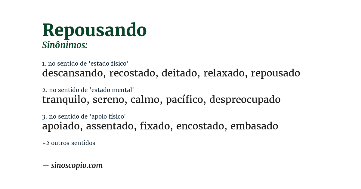 Sinônimo de repousando