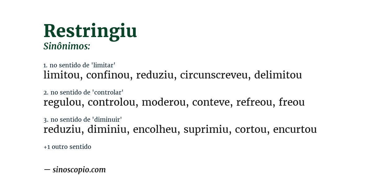 Sinônimo de restringiu