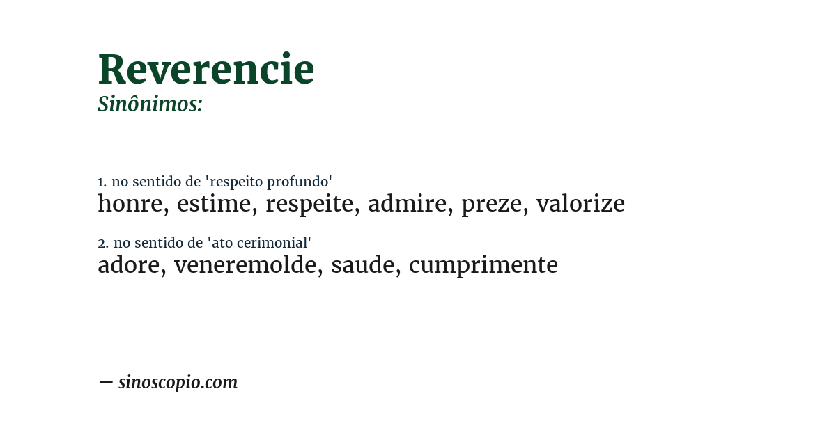 Sinônimo de reverencie