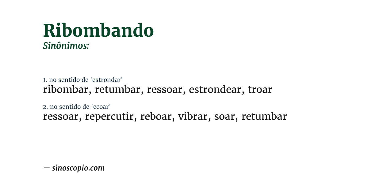 Sinônimo de ribombando