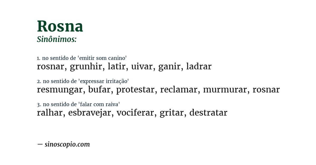 Sinônimo de rosna