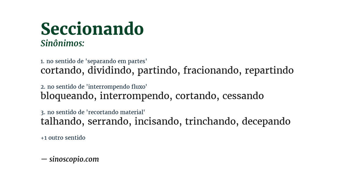 Sinônimo de seccionando