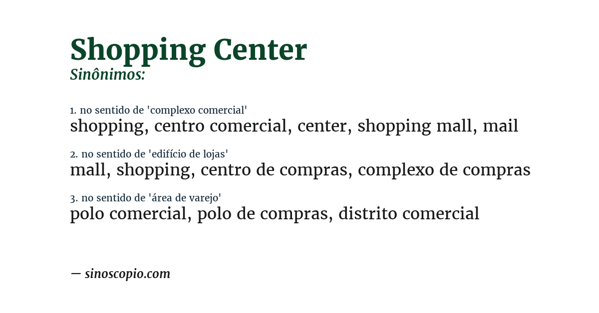 Sinônimo de shopping center