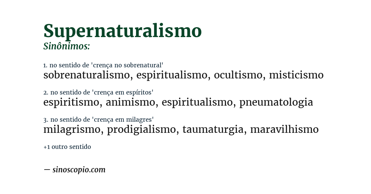 Sinônimo de supernaturalismo