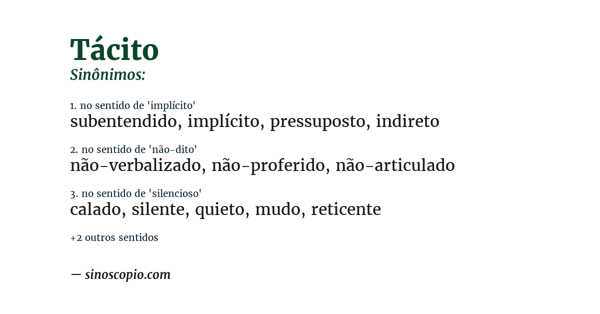 Sinônimo de tácito