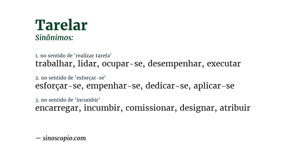 Sinônimo de tarelar