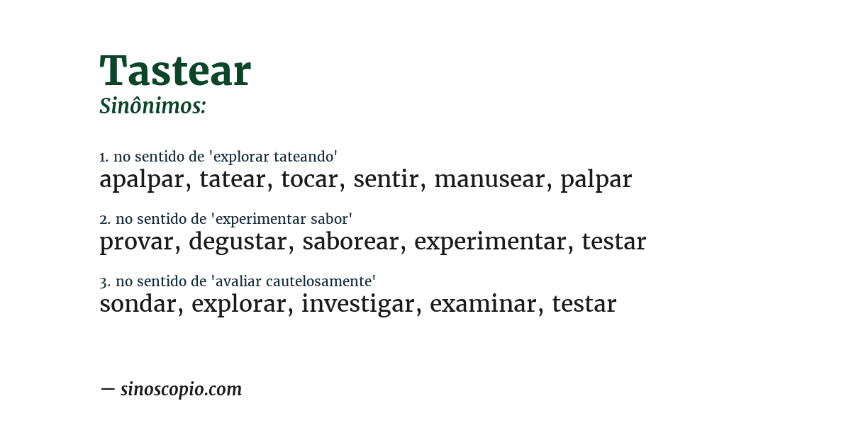 Sinônimo de tastear