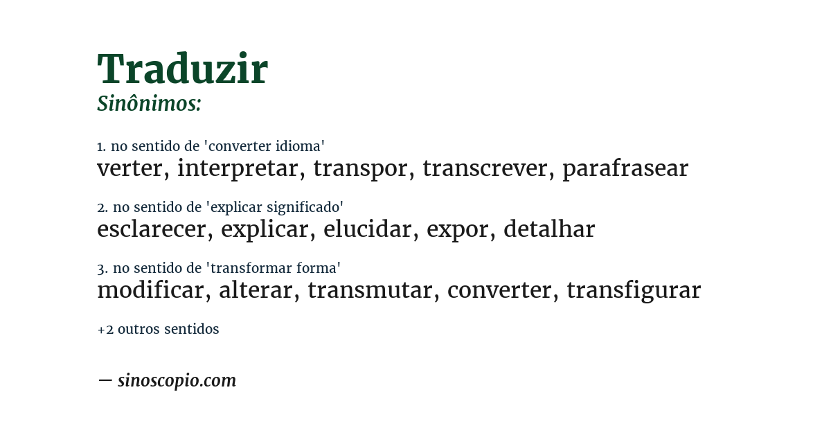Sinônimo de traduzir