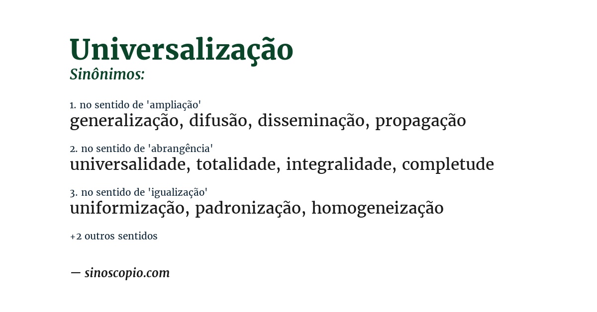 Sinônimo de universalização