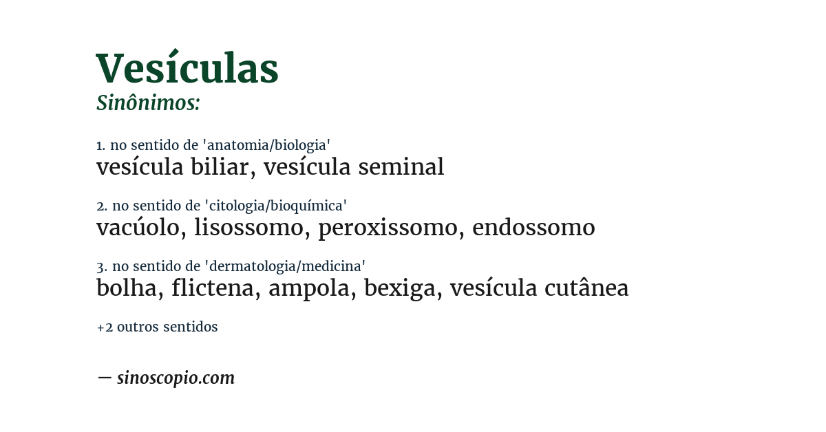 Sinônimo de vesículas