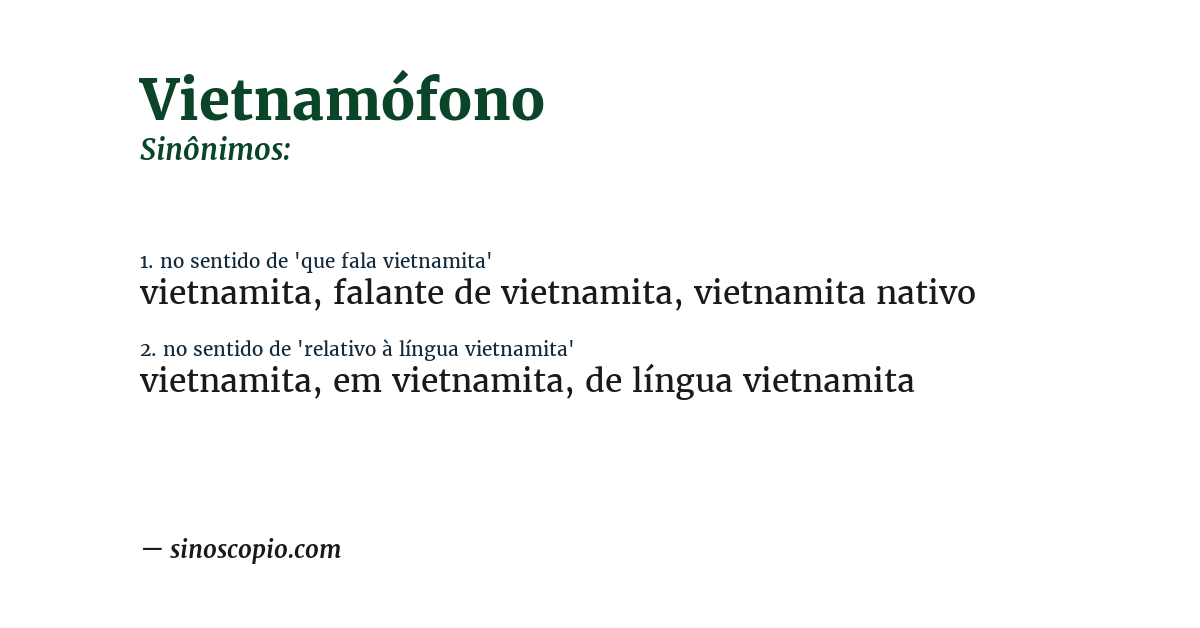 Sinônimo de vietnamófono