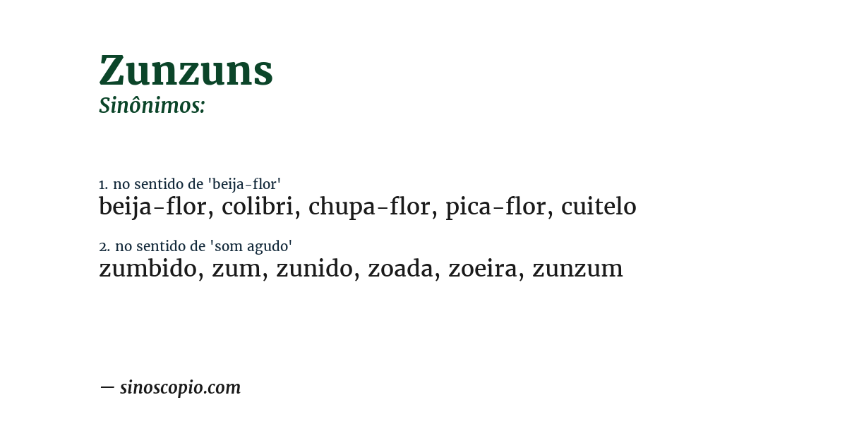 Sinônimo de zunzuns