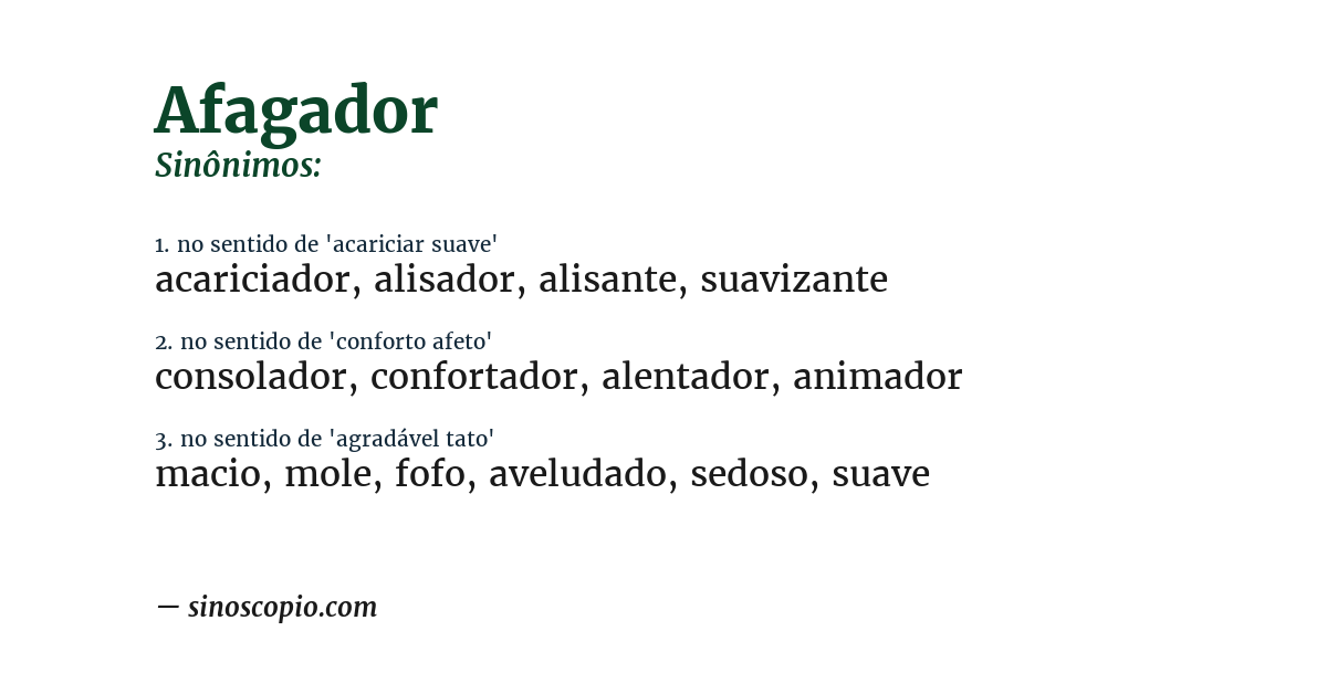 Sinônimo de afagador
