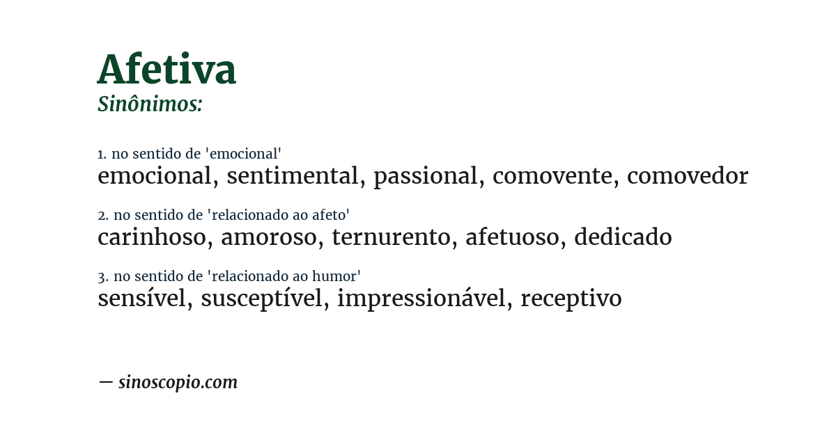Sinônimo de afetiva