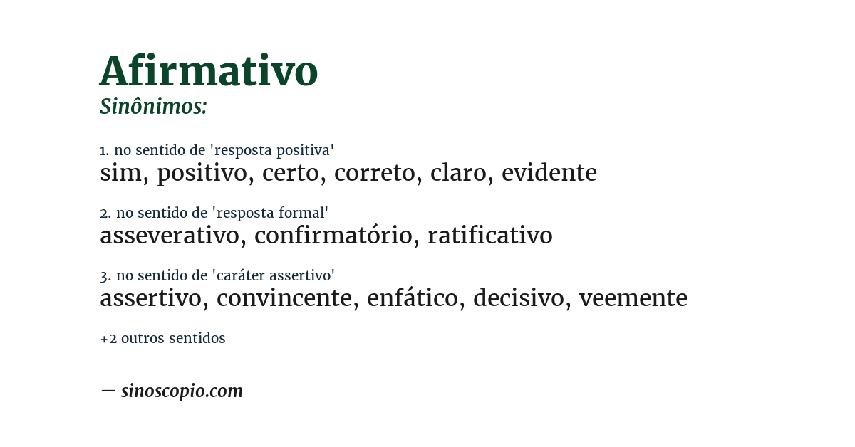 Sinônimo de afirmativo