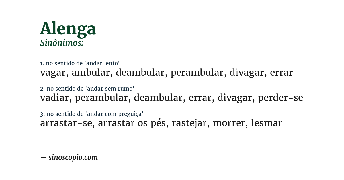 Sinônimo de alenga