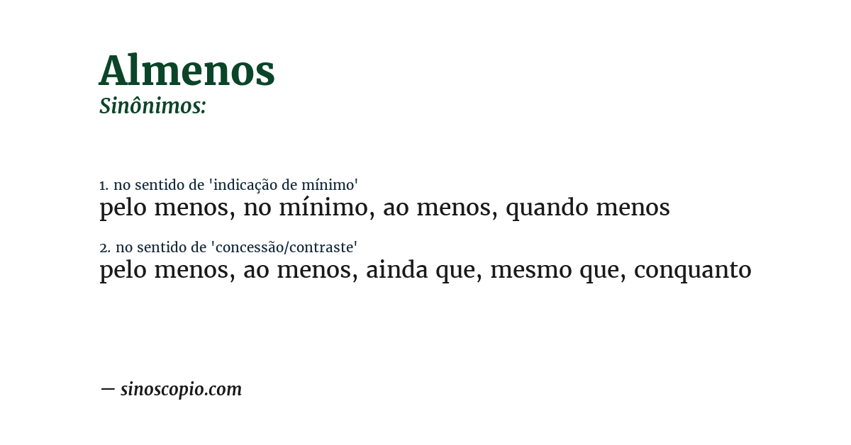 Sinônimo de almenos