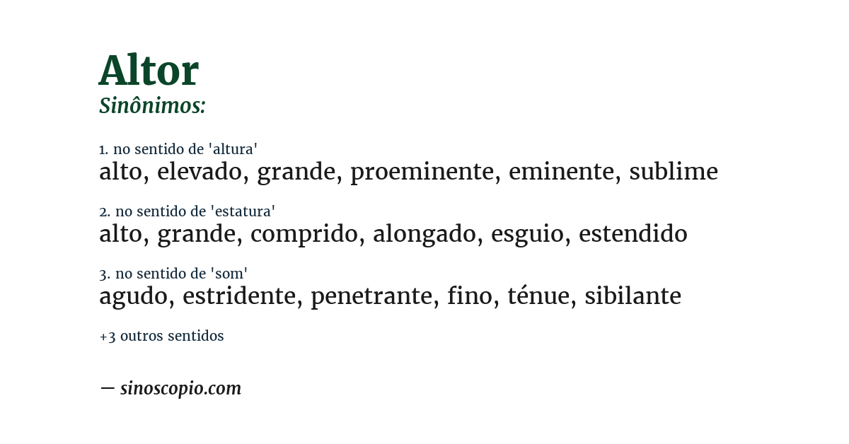 Sinônimo de altor