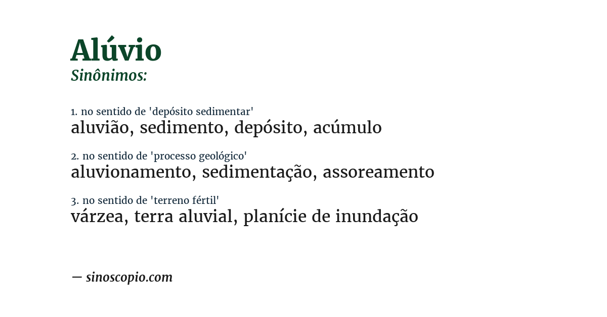 Sinônimo de alúvio