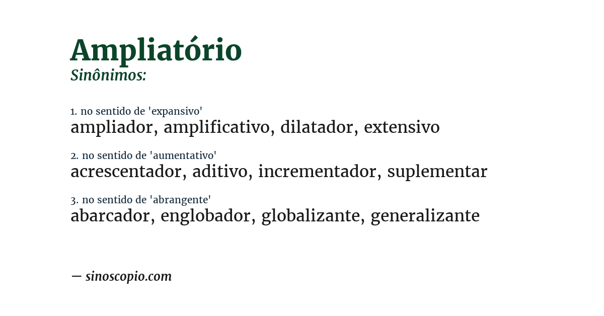 Sinônimo de ampliatório