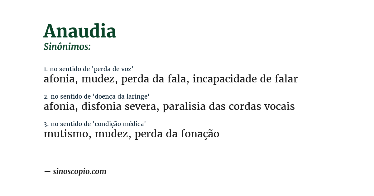Sinônimo de anaudia