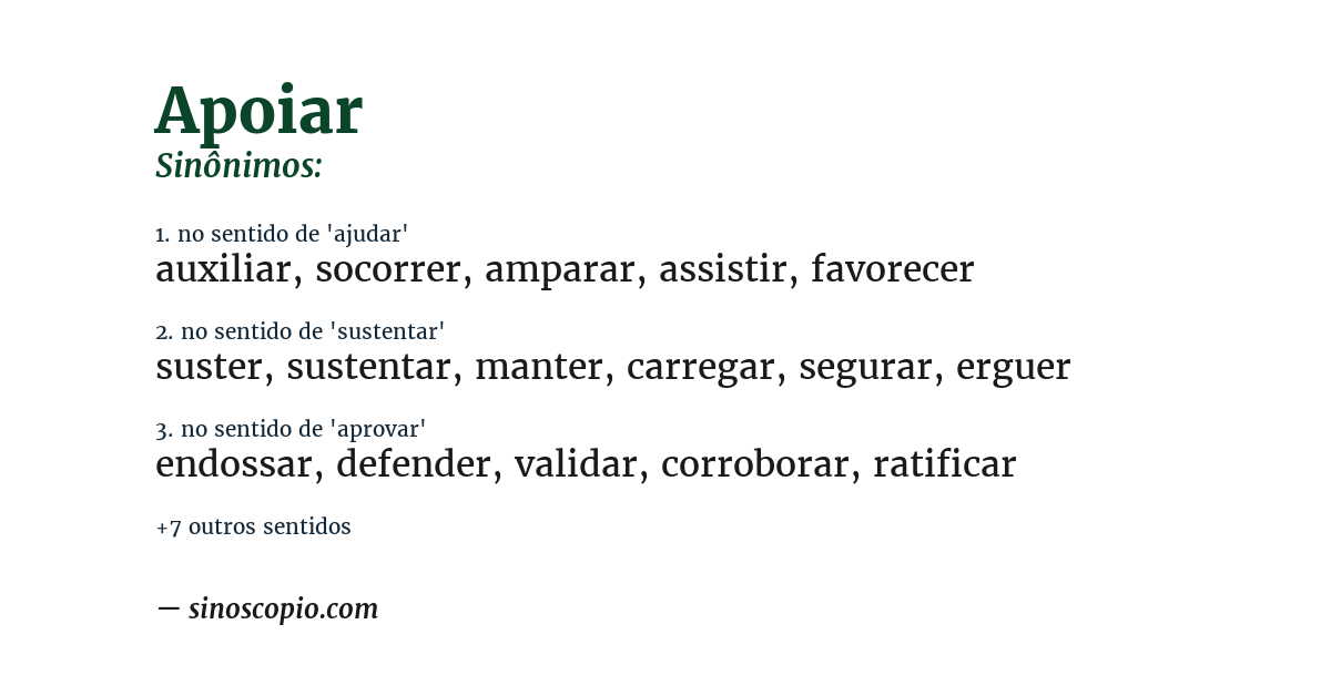 Sinônimo de apoiar