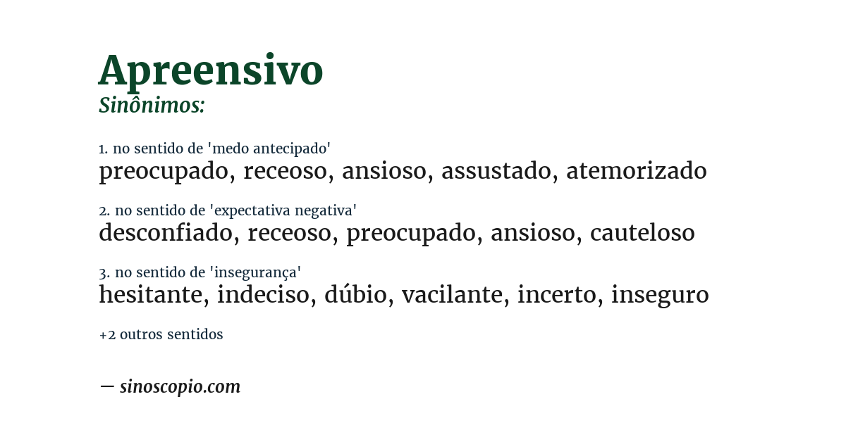 Sinônimo de apreensivo