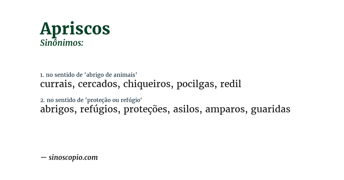 Sinônimo de apriscos