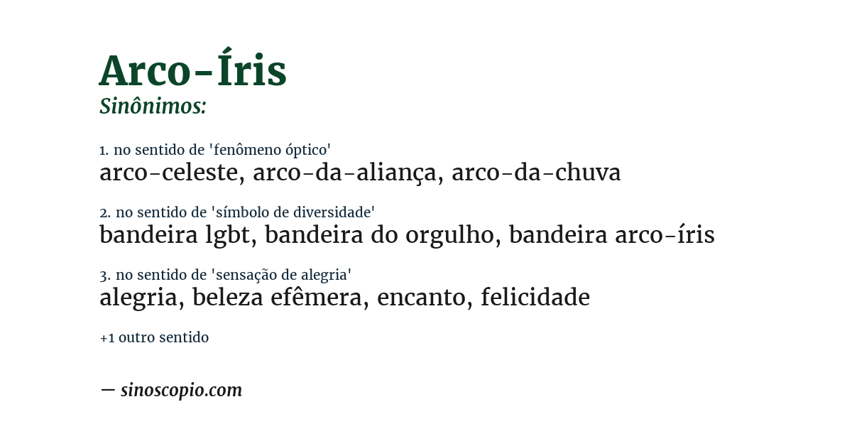 Sinônimo de arco-íris