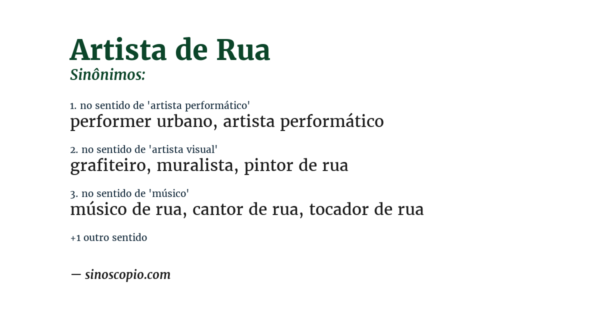 Sinônimo de artista de rua