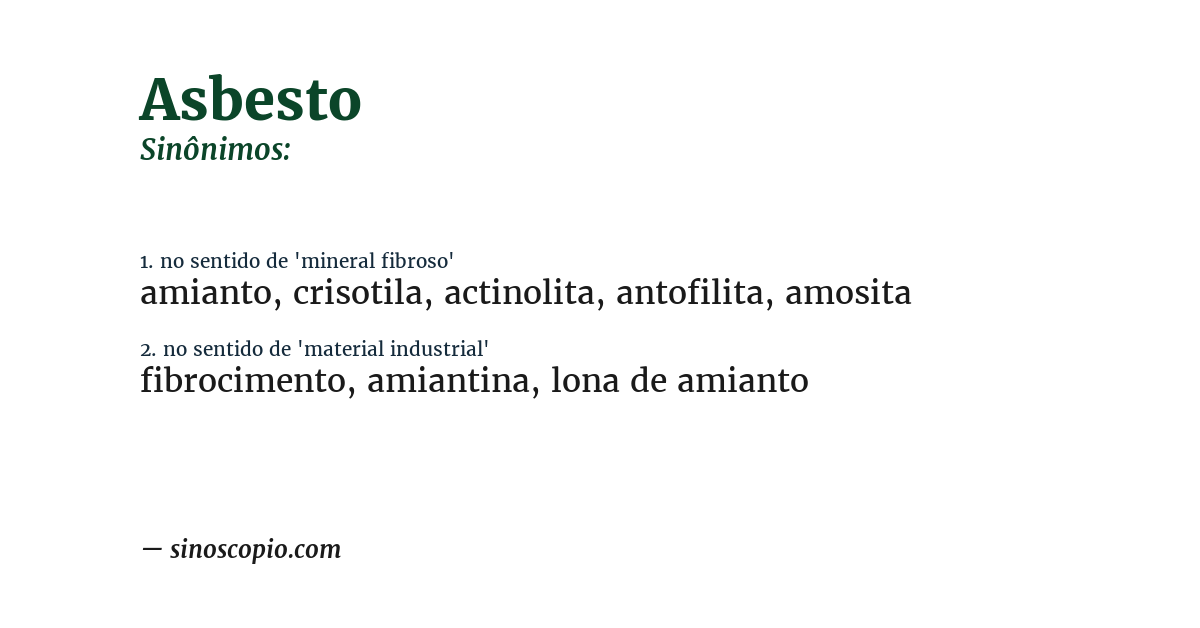 Sinônimo de asbesto