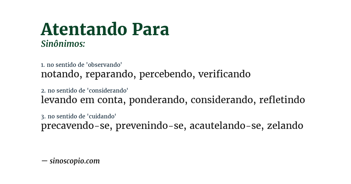 Sinônimo de atentando para