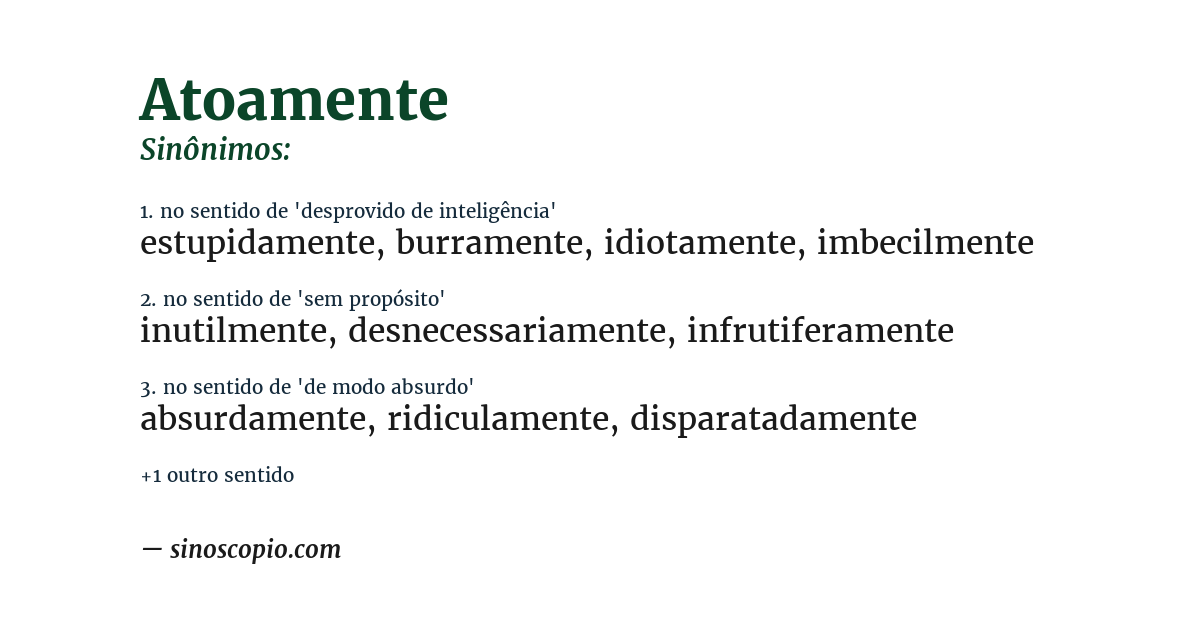 Sinônimo de atoamente