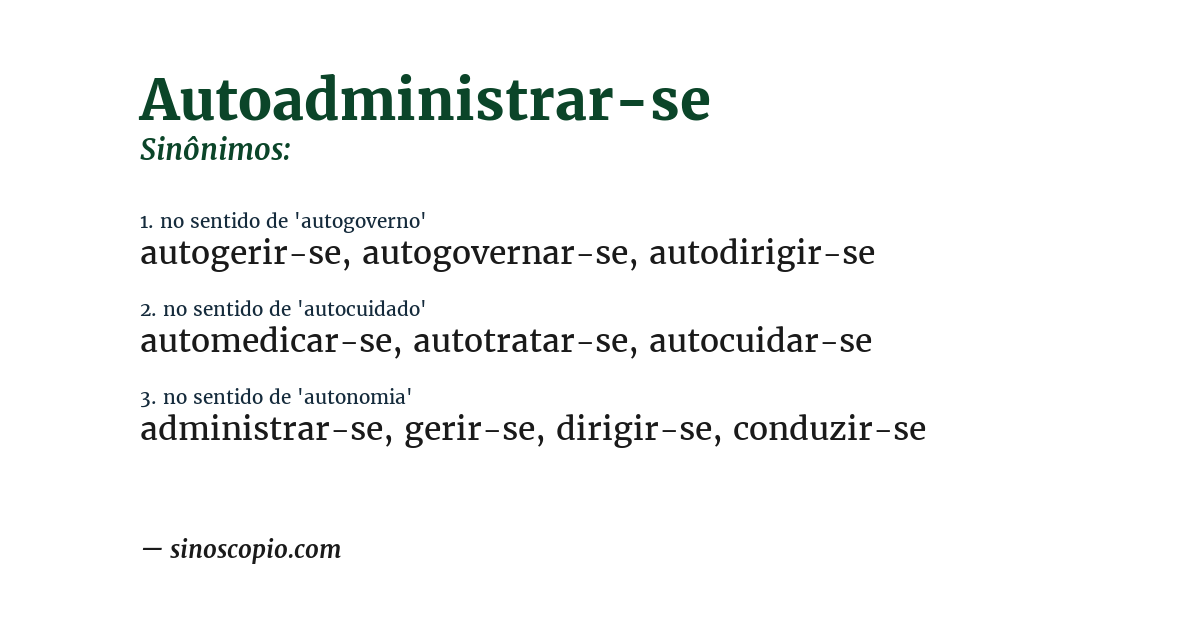 Sinônimo de autoadministrar-se