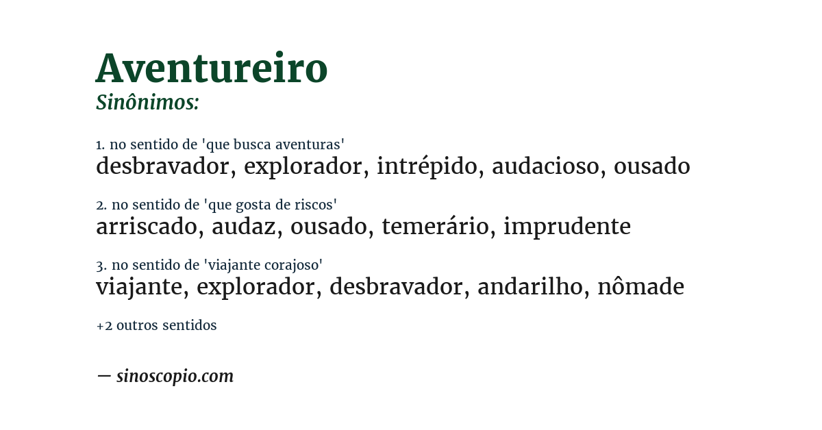 Sinônimo de aventureiro