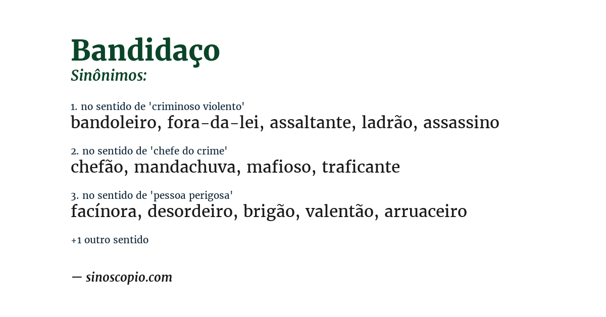 Sinônimo de bandidaço