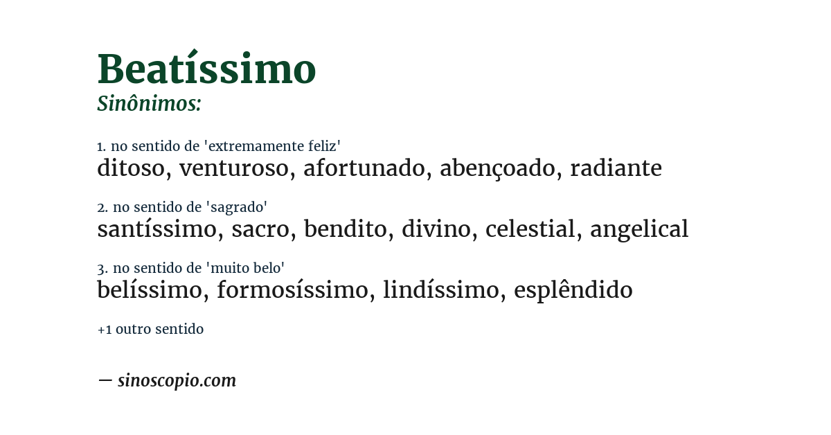 Sinônimo de beatíssimo