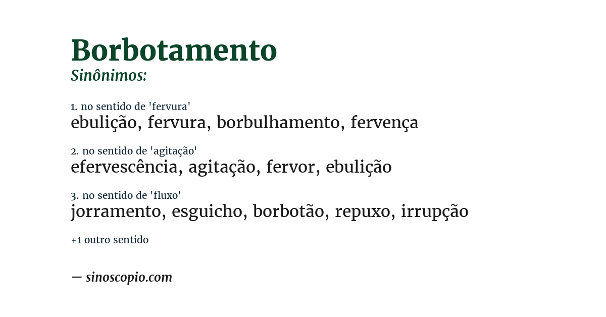Sinônimo de borbotamento
